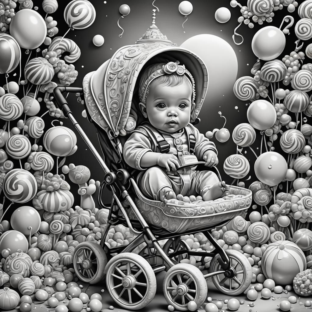 Cute Baby Coloring Page in Candy Art Style