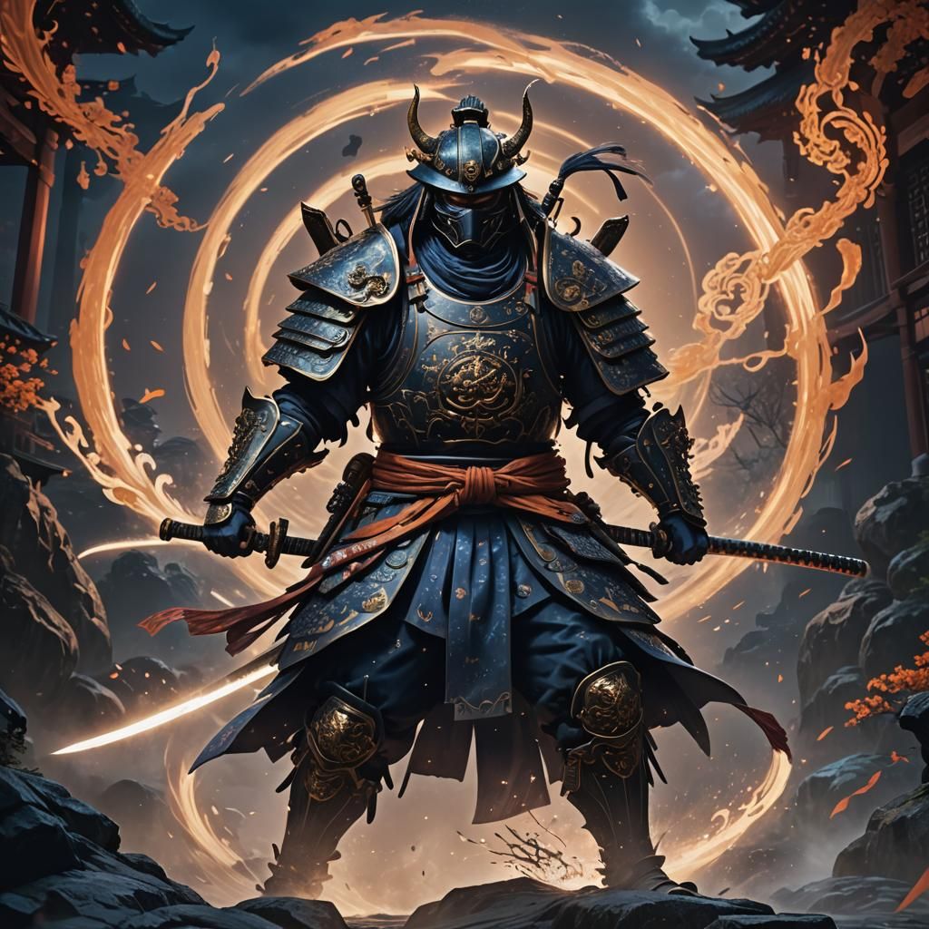 Gothic Samurai Creating Wormholes in Dark Fantasy Art