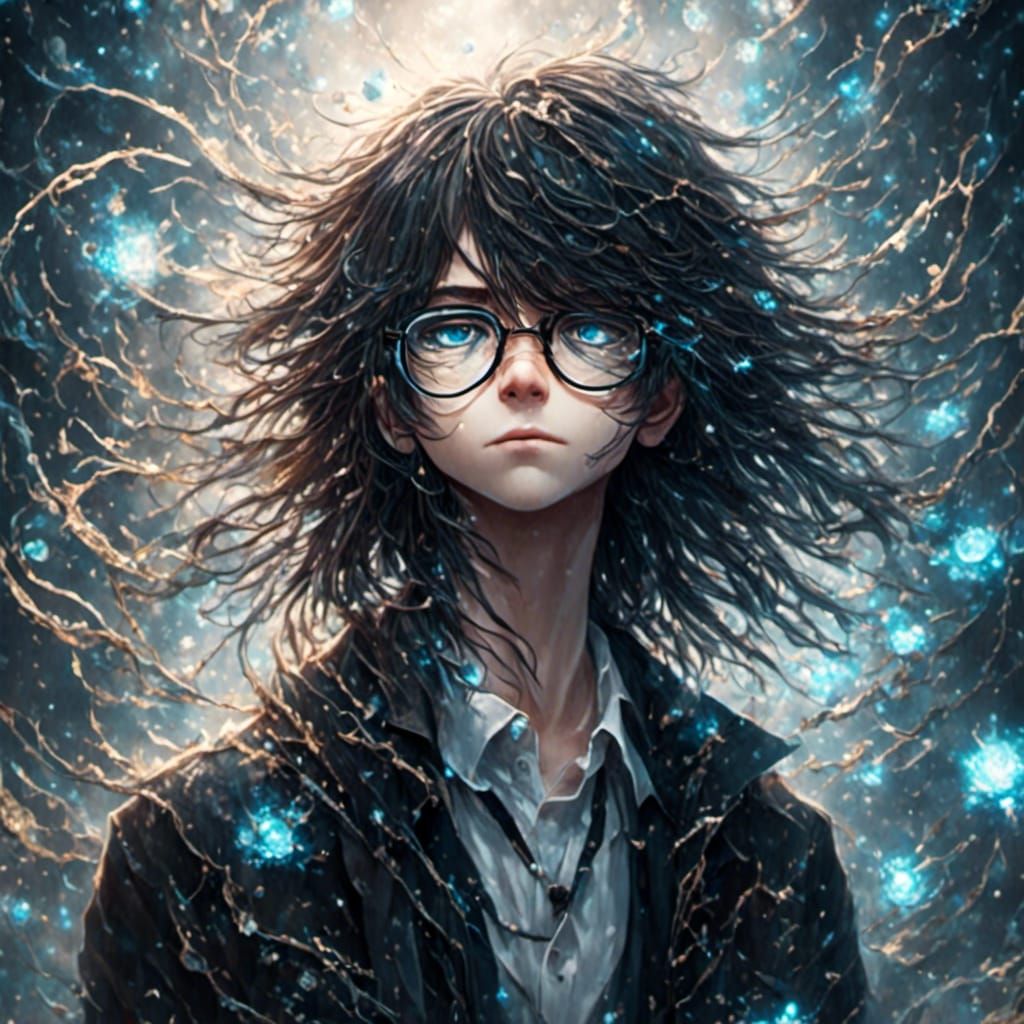 Emo Guy with Glasses in Anime Style
