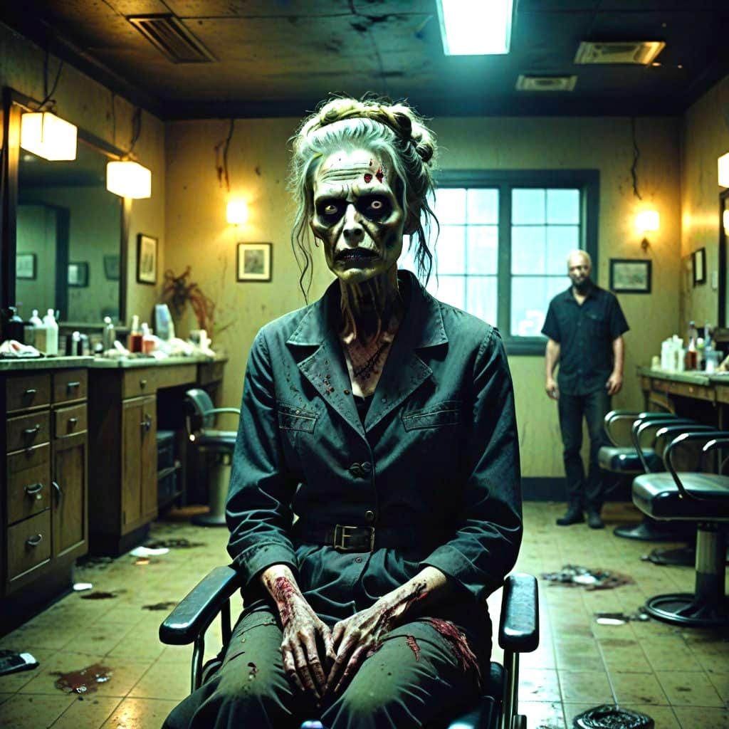 Decaying Zombie in High-End Salon
