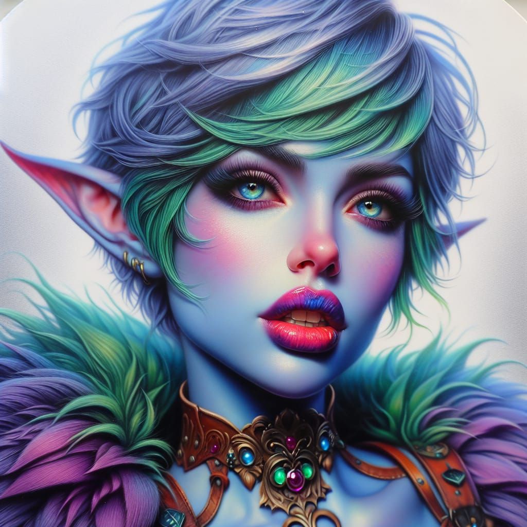 Ethereal Elf with Indigo Skin and Vibrant Style