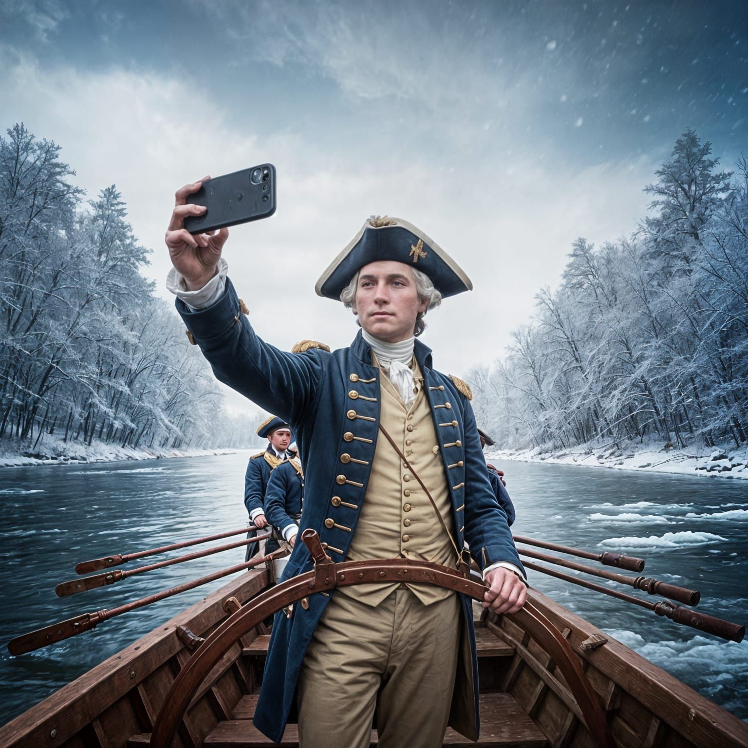 George Washington's Selfie on the Delaware River