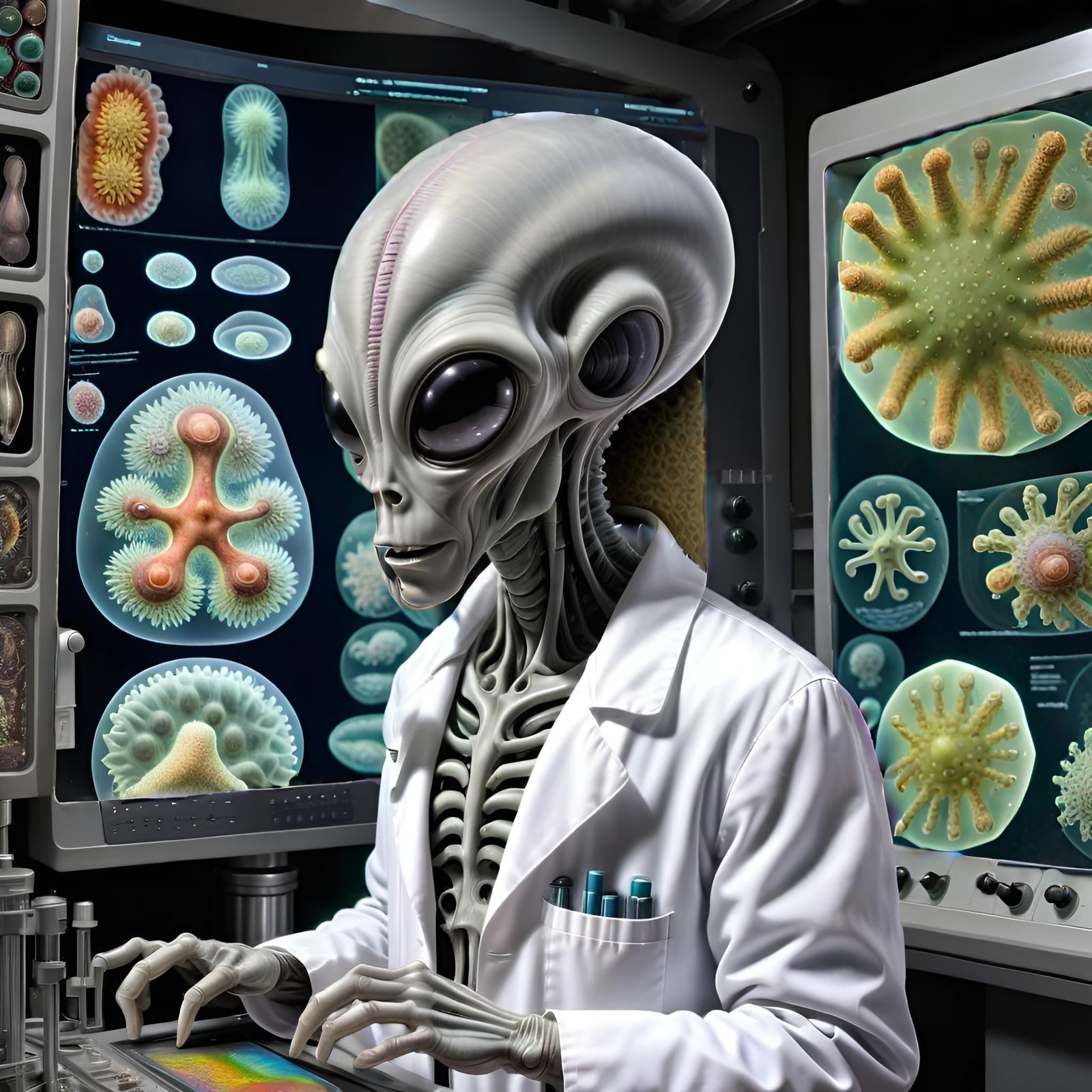 Colorful Microscopic Amoeba by Ernst Haeckel