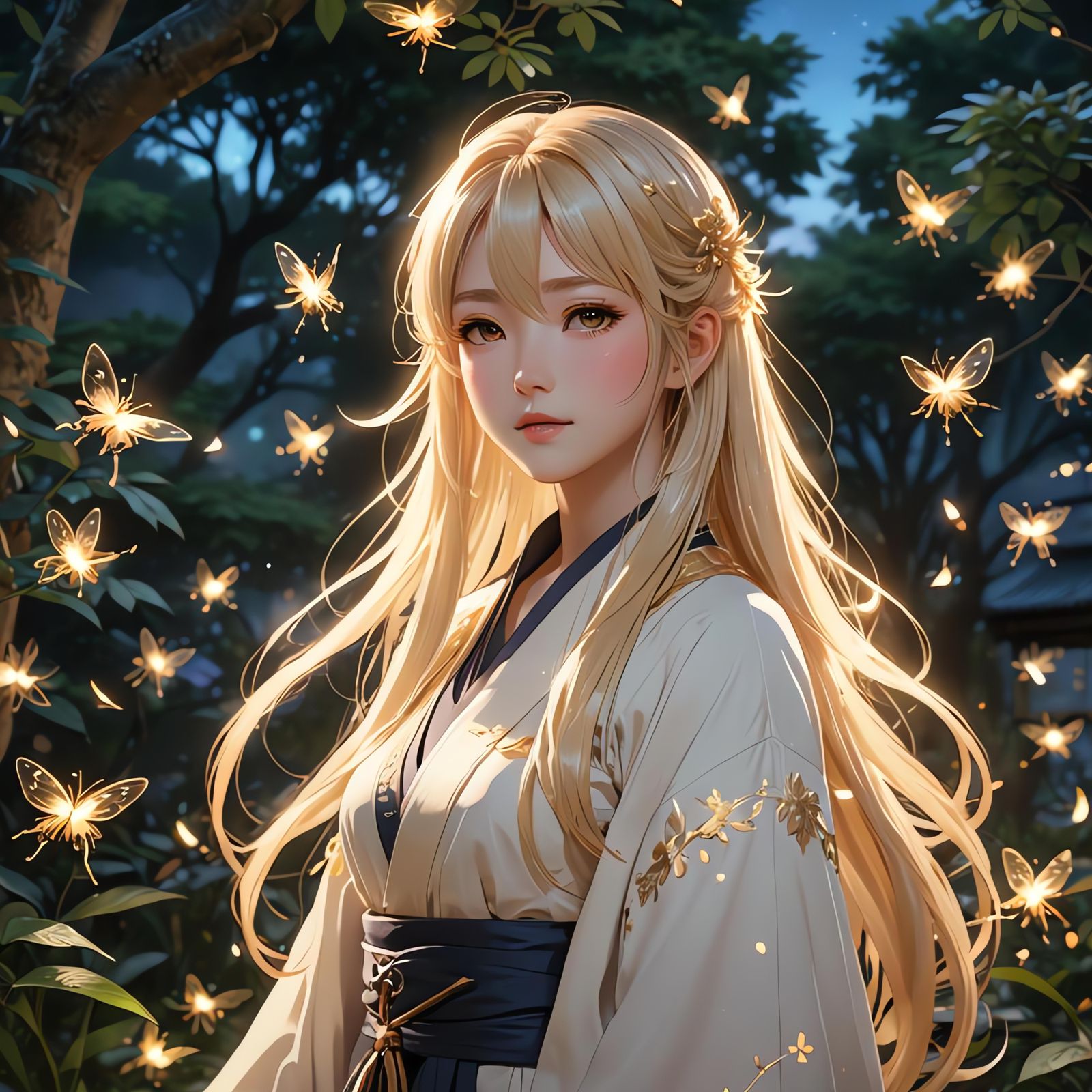 Anime Girl with Extra Long Blonde Hair