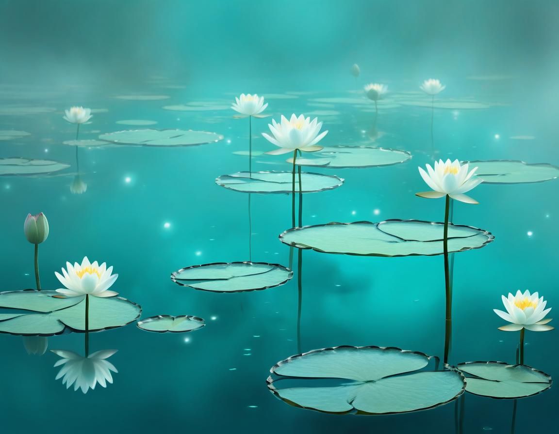 Gothic Happy Birthday Card with Teal Waterlilies