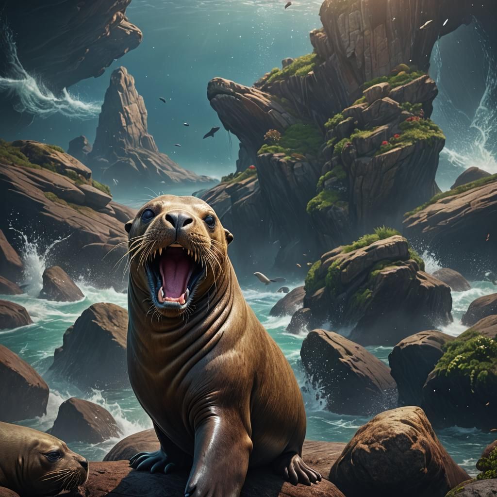 Detailed Sea Lion Portrait in Deep Color