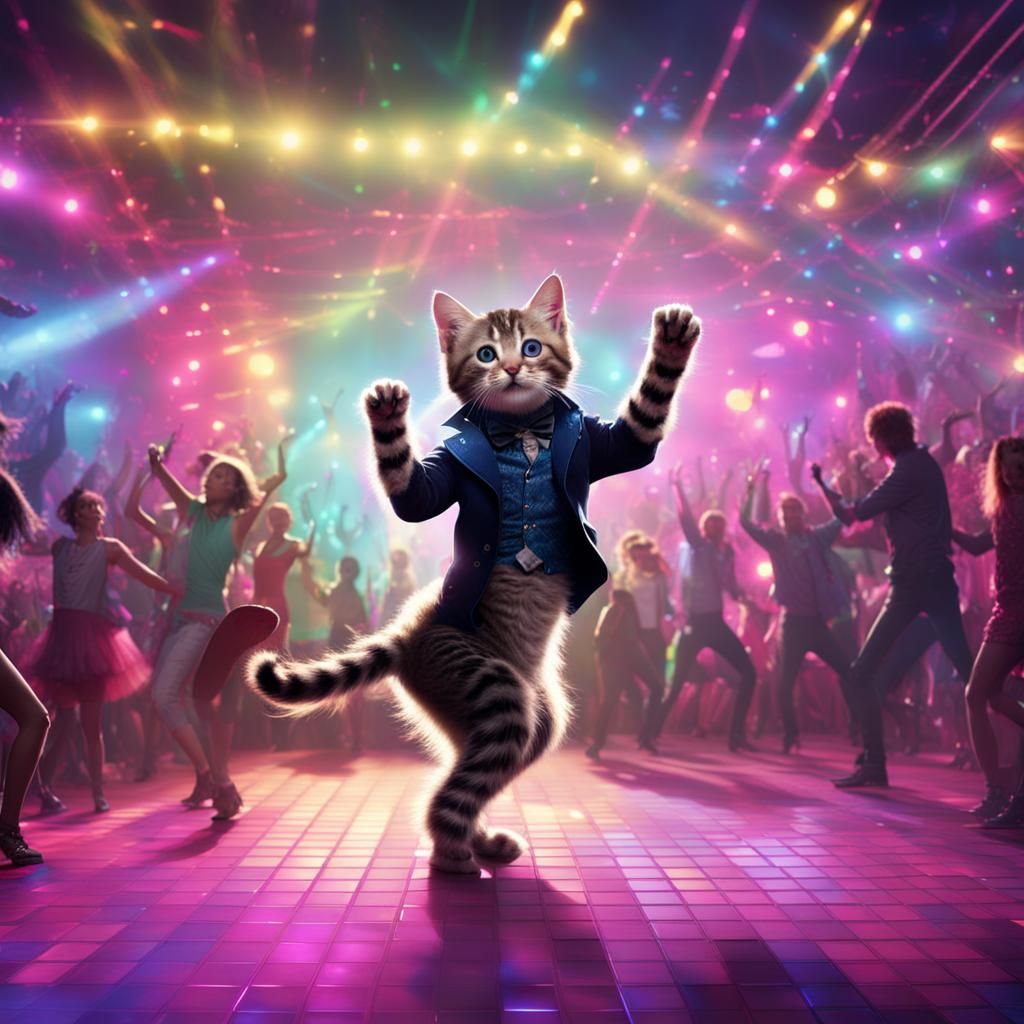 Kitten Dancing at a Disco Party