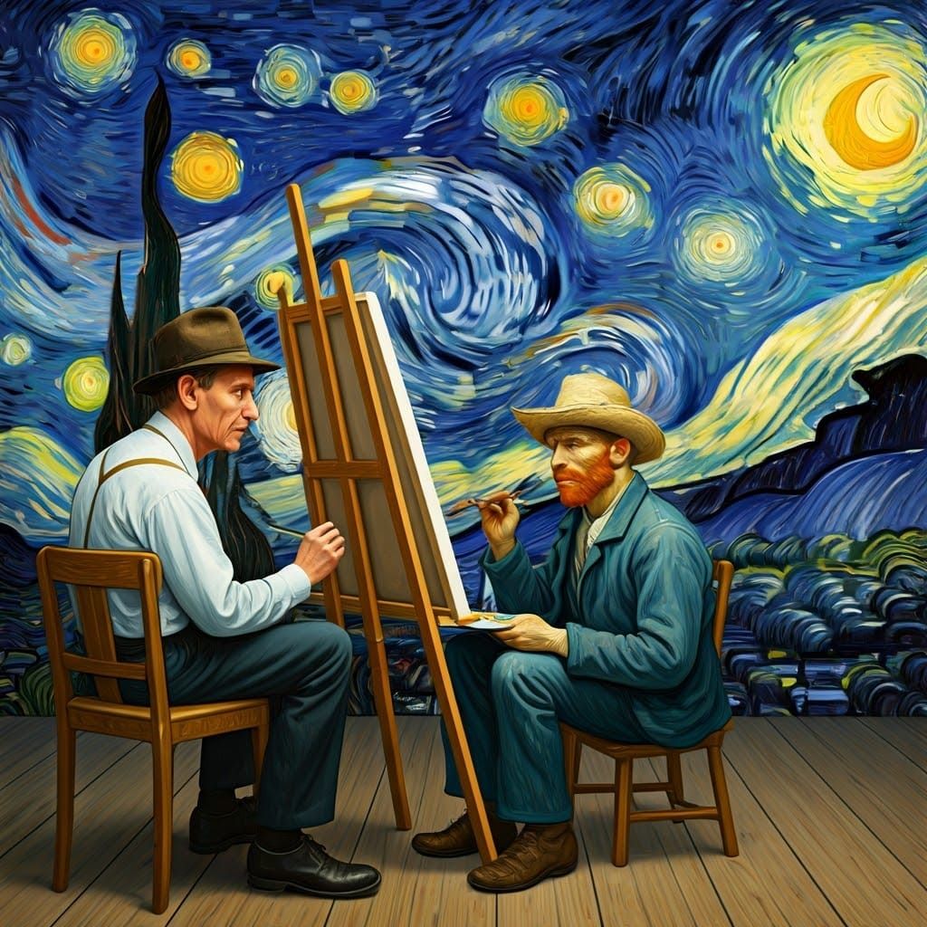 Rockwell Paints Van Gogh Painting Starry Night
