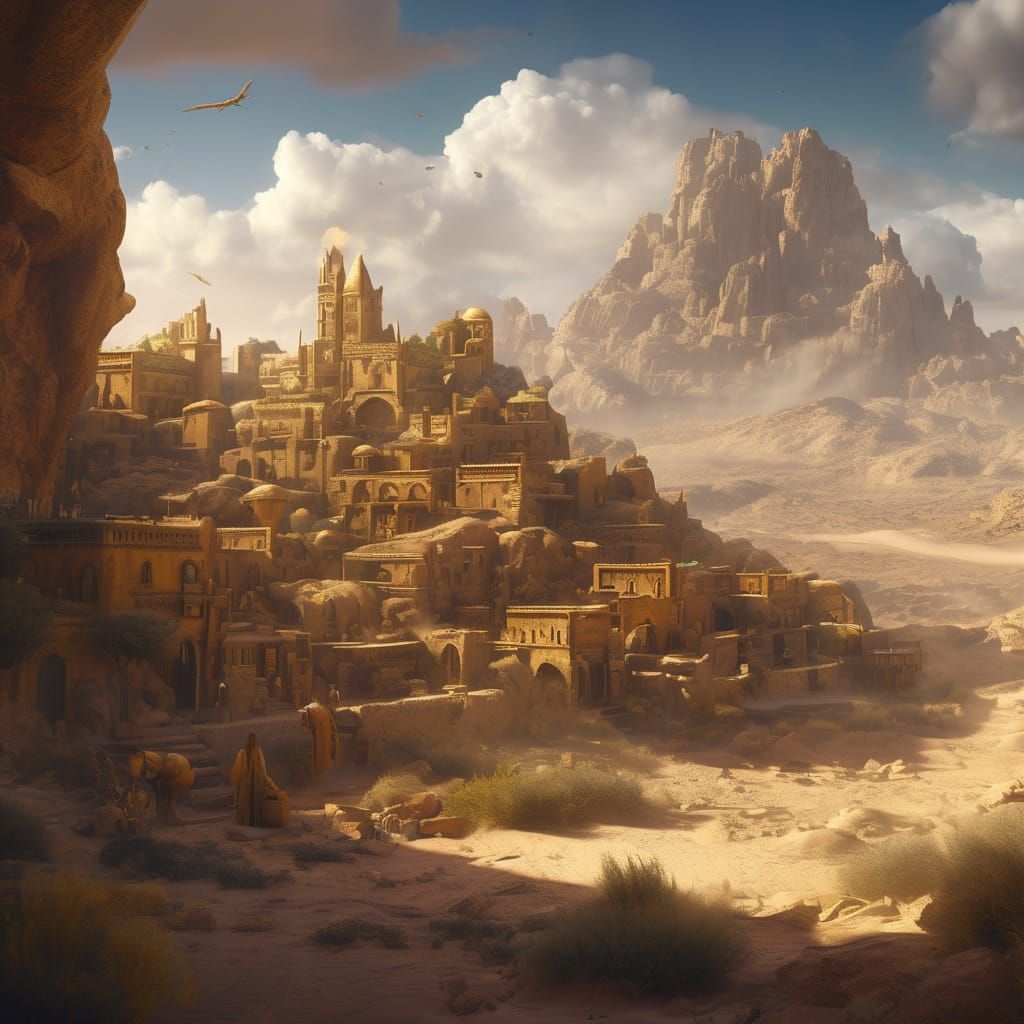 Old Testament Desert Village with Prayer of Jabez Text