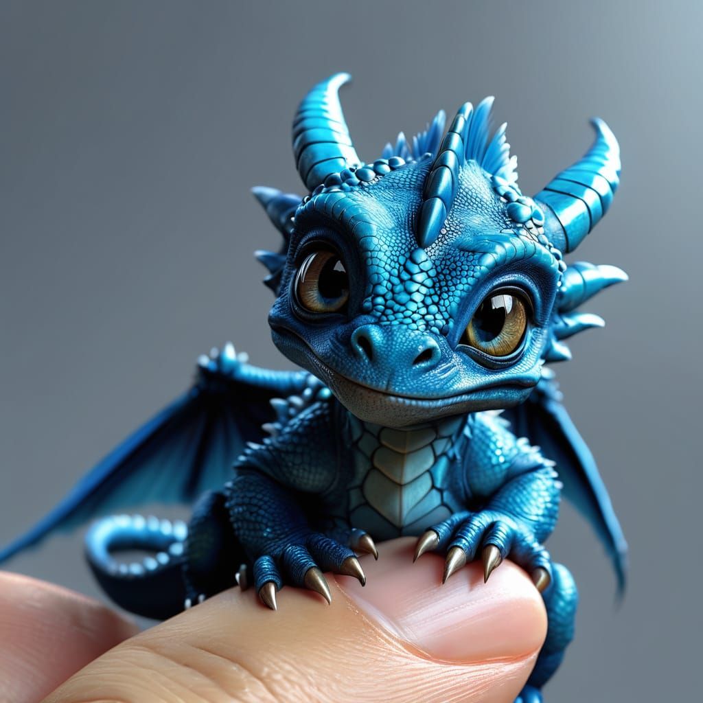 Hyper-Realistic Digital Art of Adorable Baby Dragon