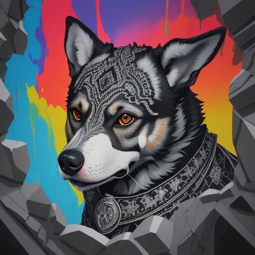 Dog Made of Slate Stones in Isometric Vector Art