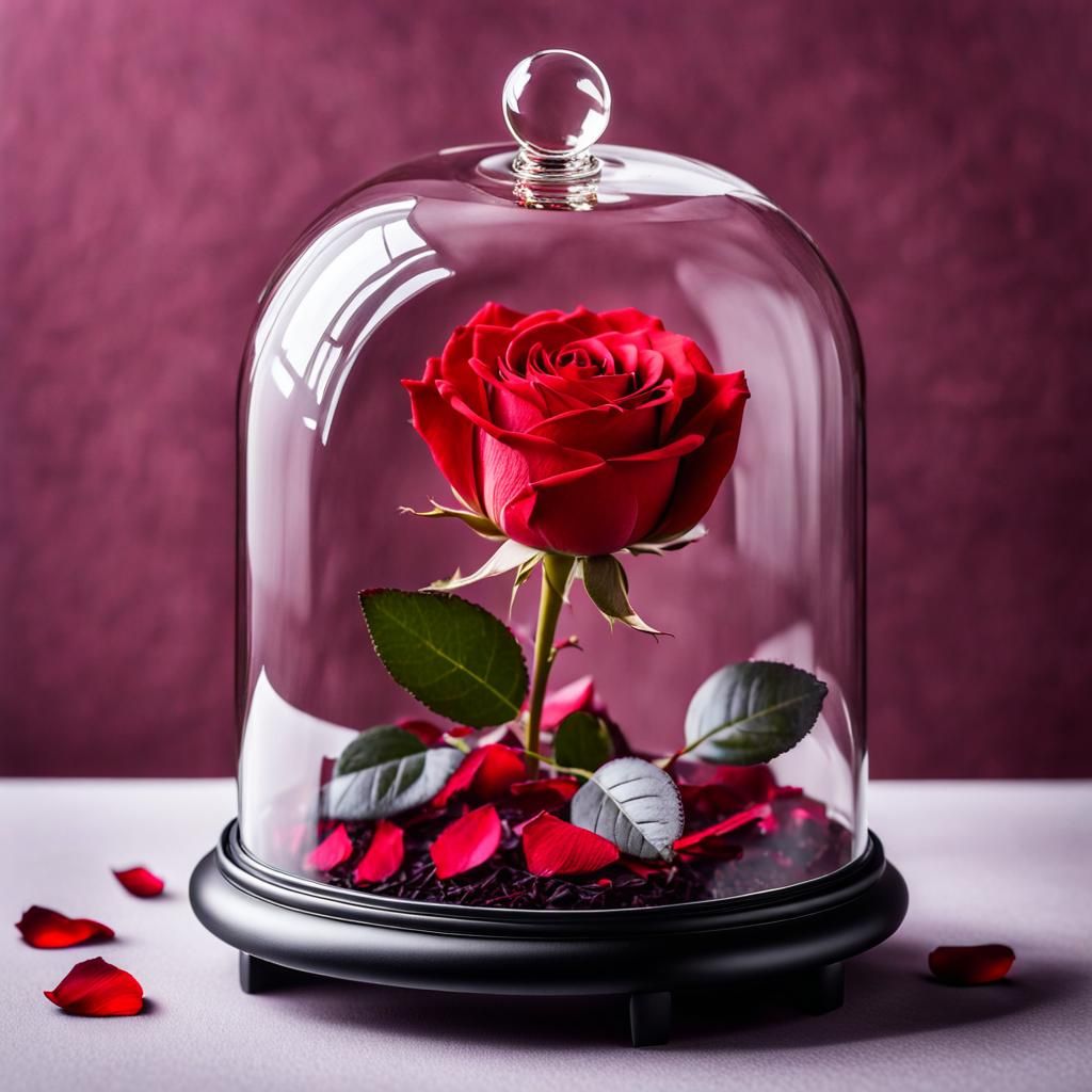 Enchanted Red Rose in Glass Dome