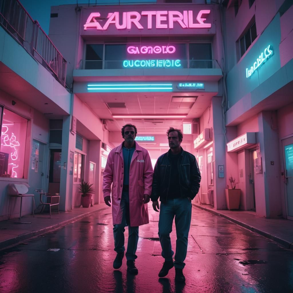 Trevor Phillips in Neon-Lit Retro Cityscape