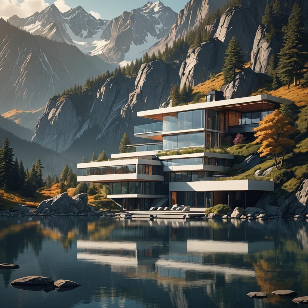 Ultra Modern Lakeside House in Futuristic Style