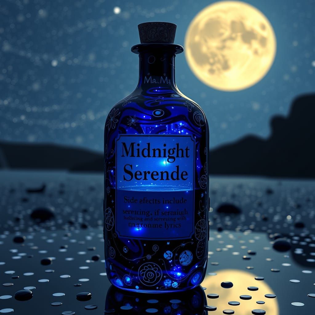 Enchanted Potion Bottle in Starry, Swirling Glass