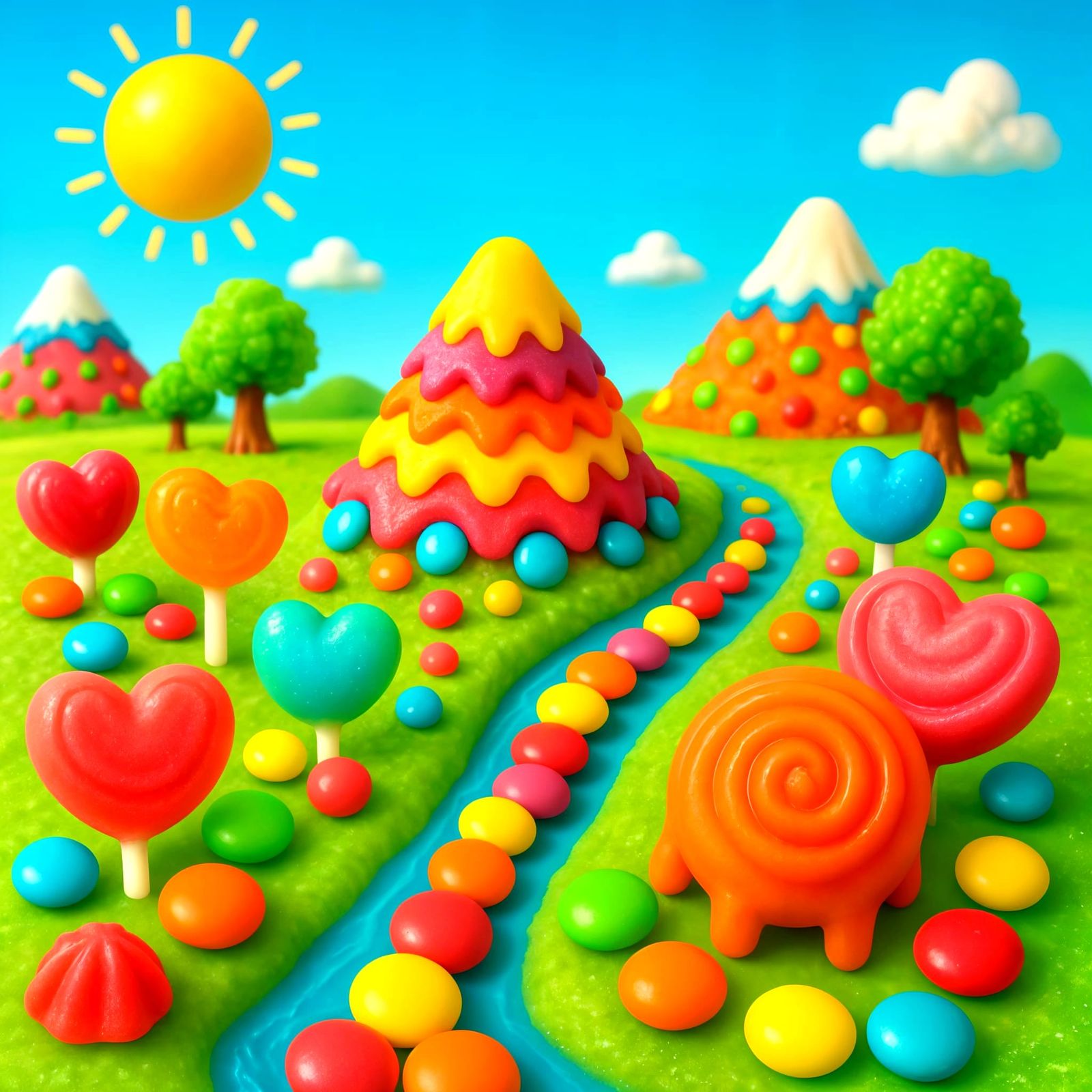 Vibrant Candy Land Landscape
