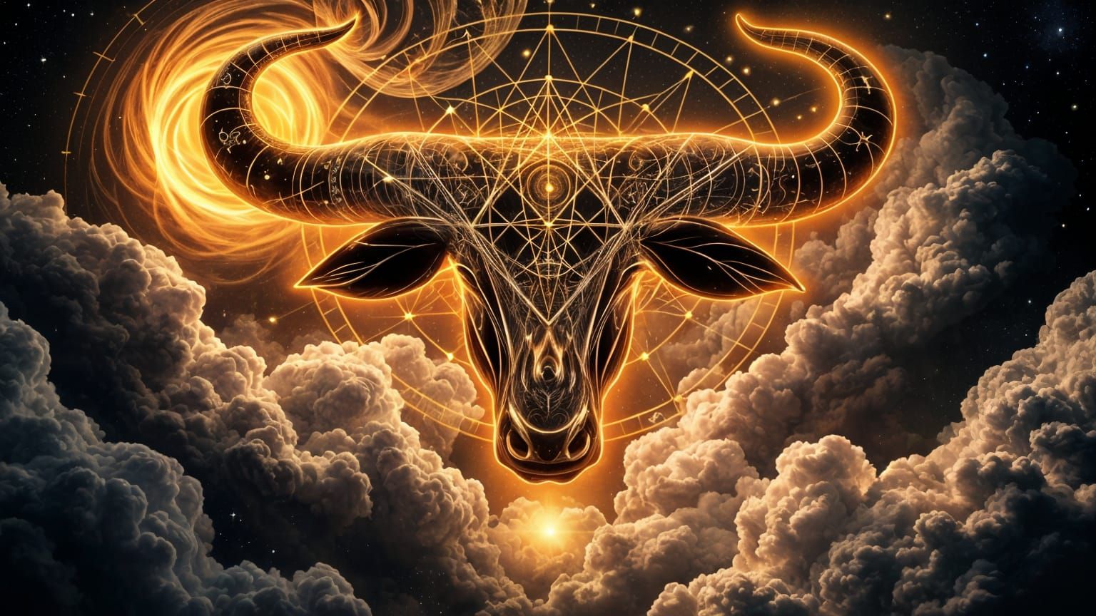 Ethereal Taurus Celestial Being Emerges from Cosmic Whispers