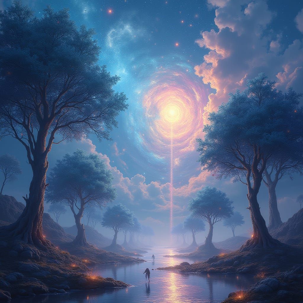 Surreal Quantum Dreamscape Unfolds in Ethereal Harmony