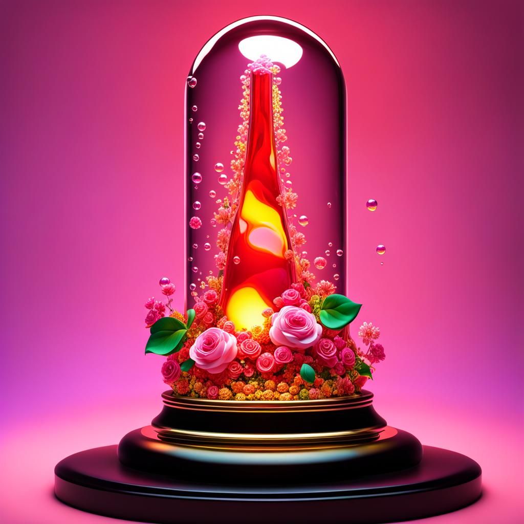 Rococo Lava Lamp with Floating Flowers