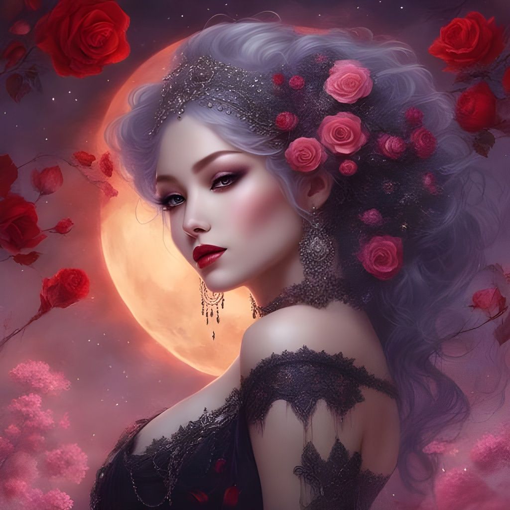 Gothic Afro-Japanese Girl Portrait in Space