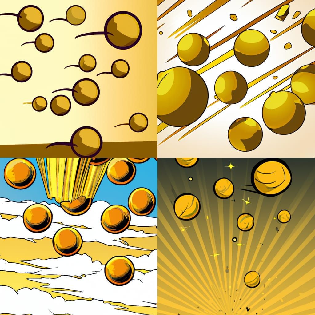 Golden Orbs Descending: Comic Book Style Art
