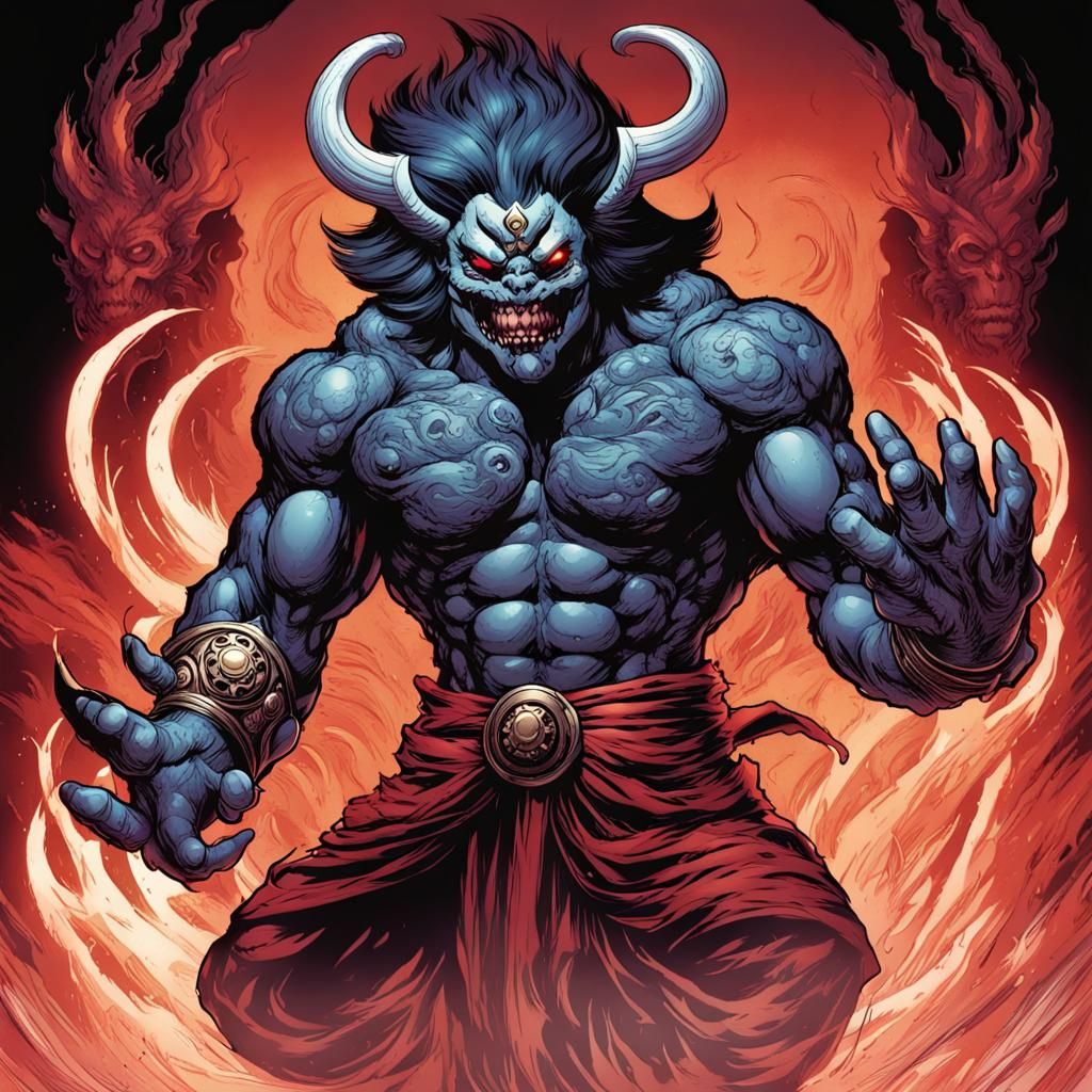 Bakasura Villain in Comic Book Art Style