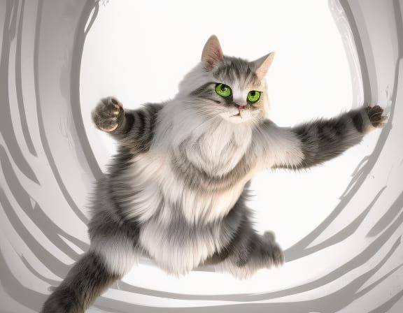 Apocalyptic Cat in 3D Video Game Style