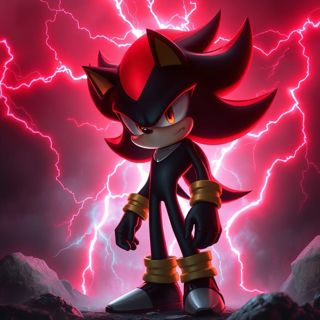 Futuristic Hero Dominates Crimson Stormy Landscape in Cyberp...