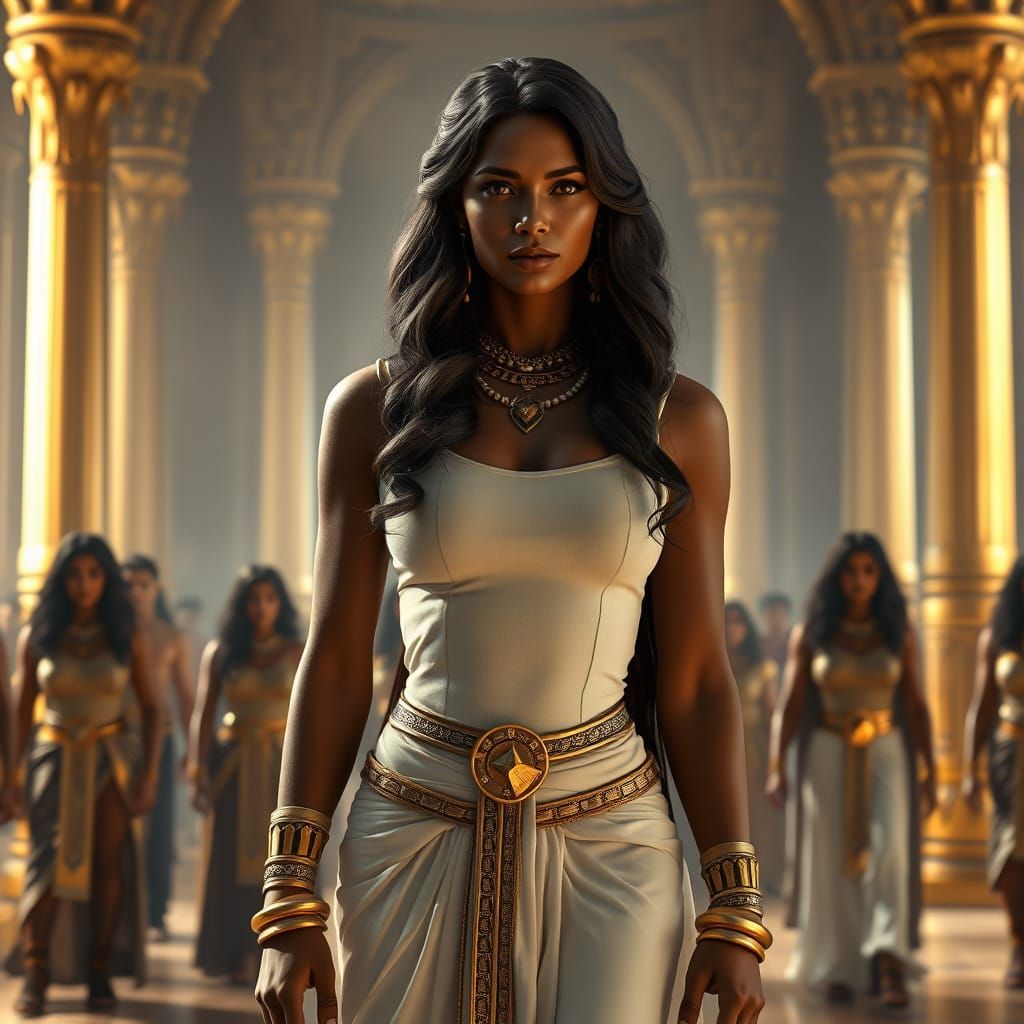 Egyptian Goddess Leading Group in Grand Hall