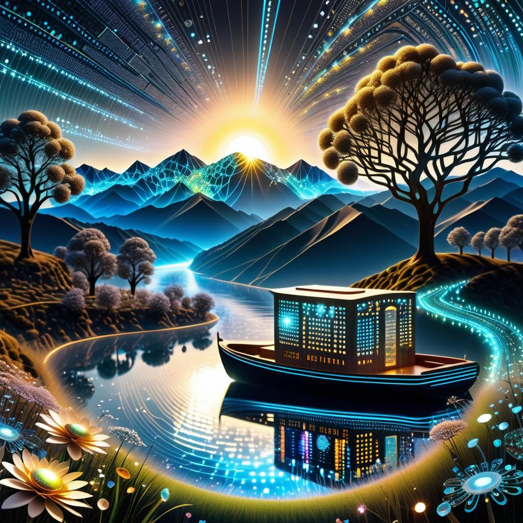 Utopian Internet Landscape in Iridescent Digital Art