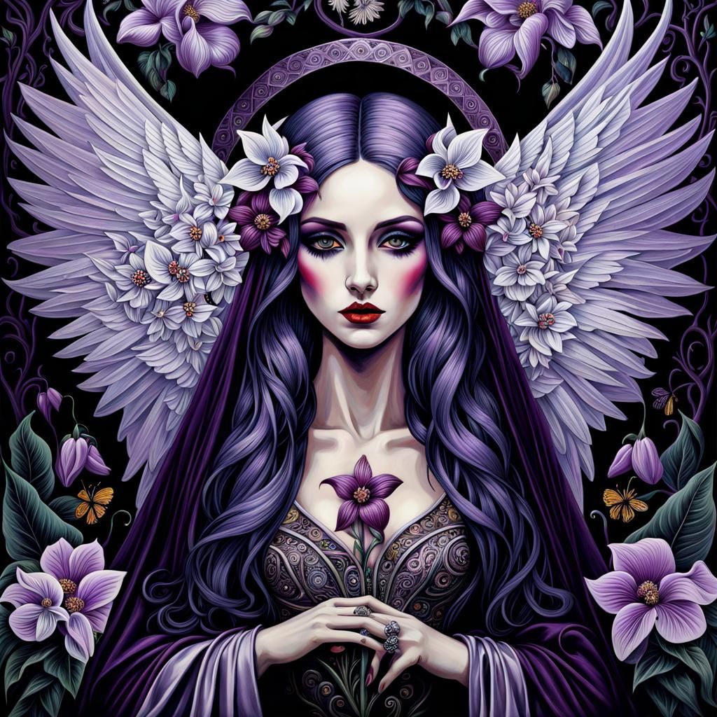 Emo Angel in Dark Gothic Psychedelic Style