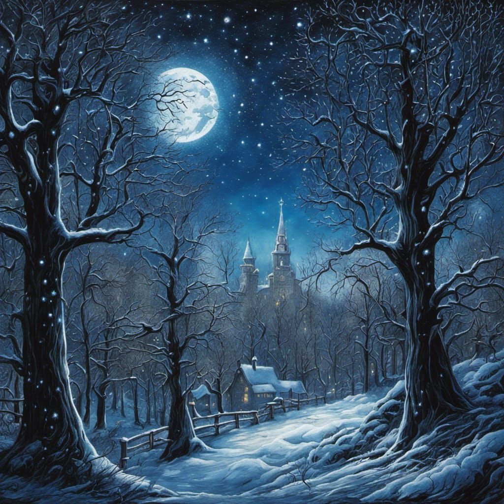 Gothic Winter Wonderland in Tim Burton Style