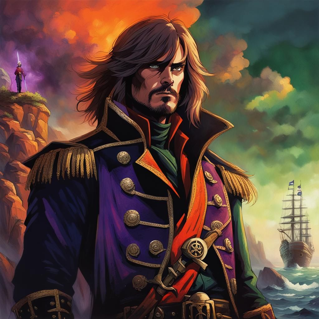 Captain Harlock Overlooks the Sea: Fantasy Art Deco