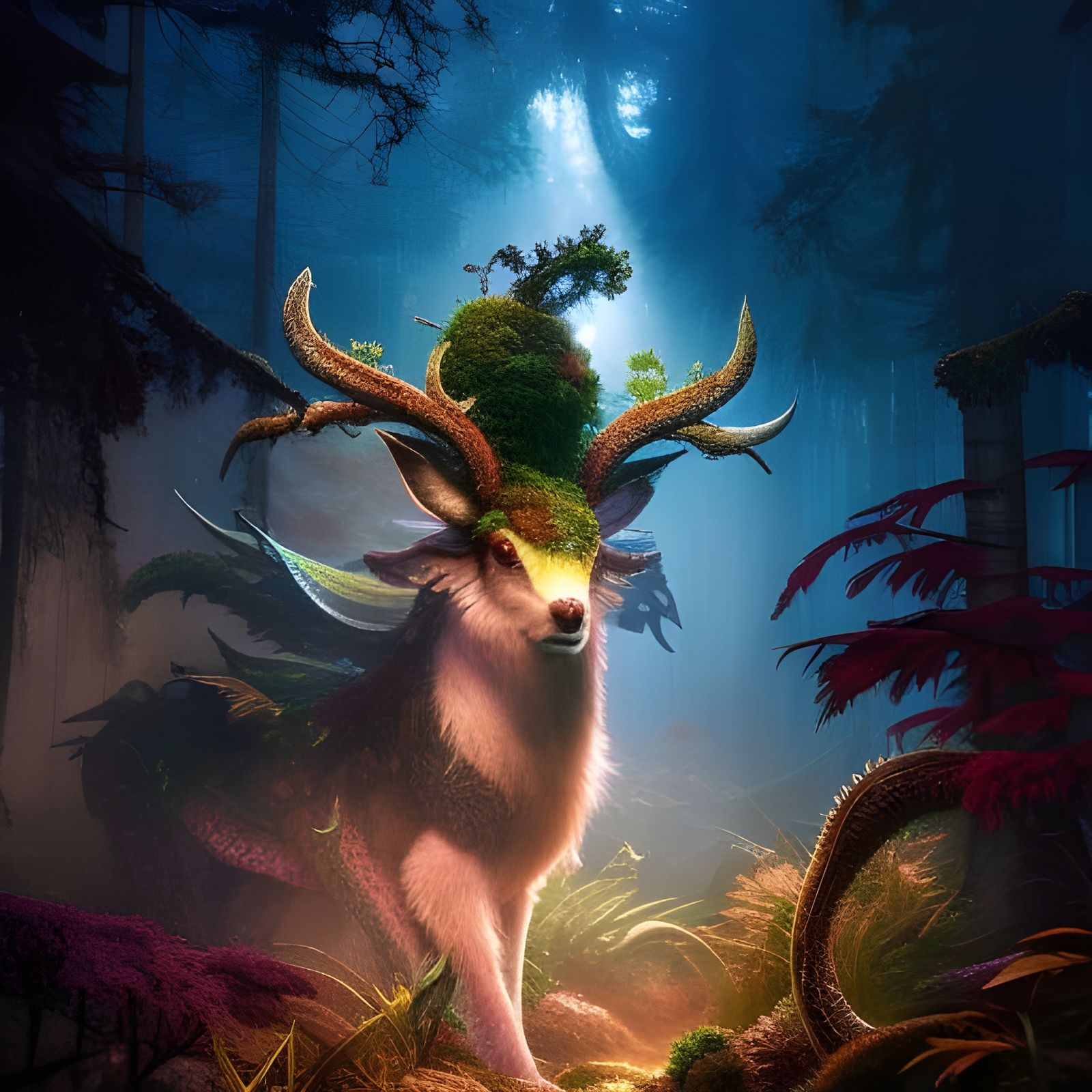Mossy Stag Dragon in Epic Forest