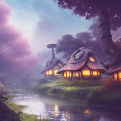 Mushroom Houses in a Fantastic World
