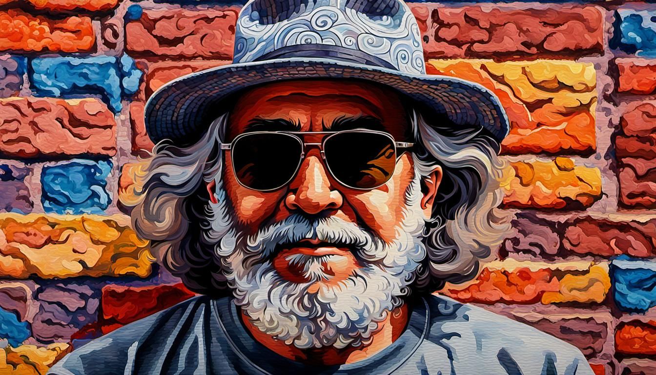 Jerry Garcia Portrait in Psychedelic Pop Art Style