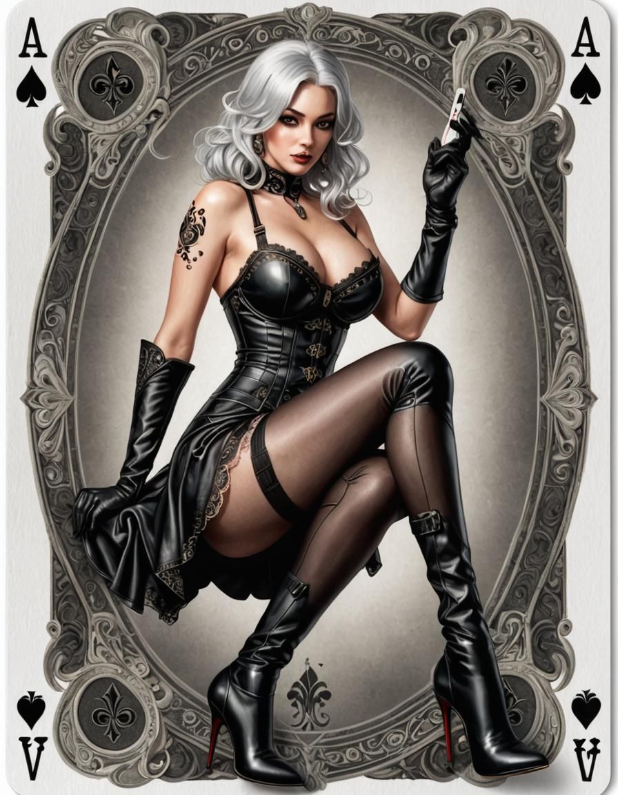 Ace of Spades Pinup in Hyperrealistic Style