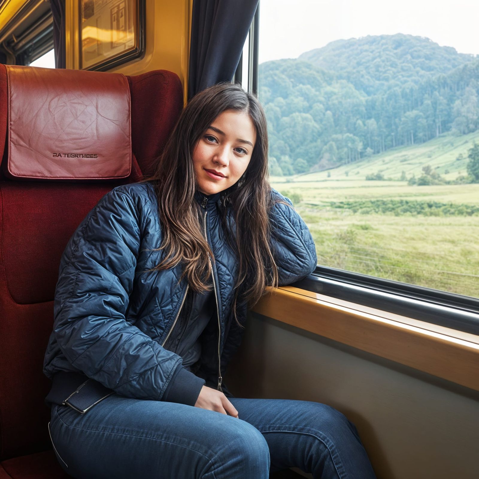 Girl on a Futuristic Train Ride