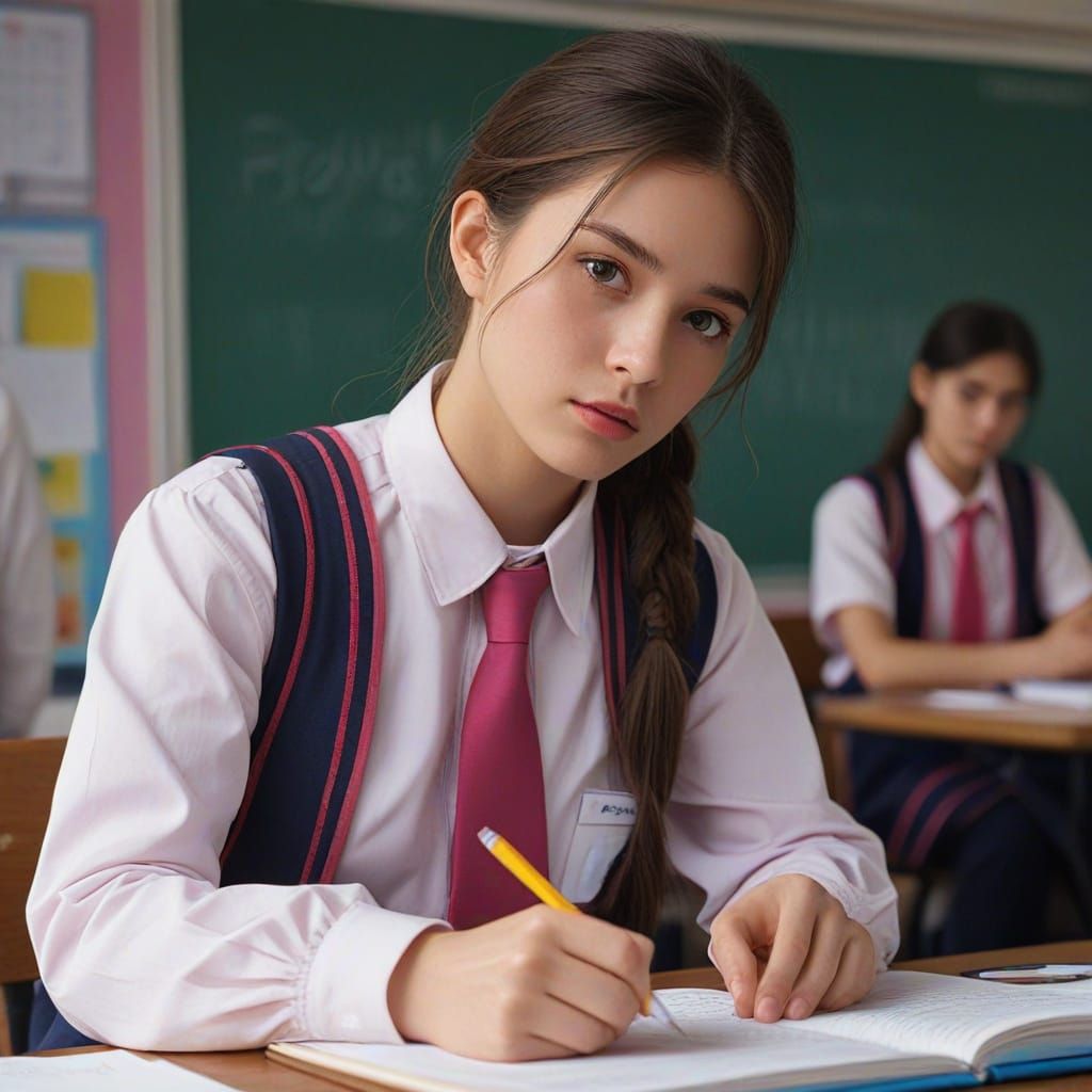 Hyper-Realistic Concept Art of a Young Man in a Schoolgirl U...
