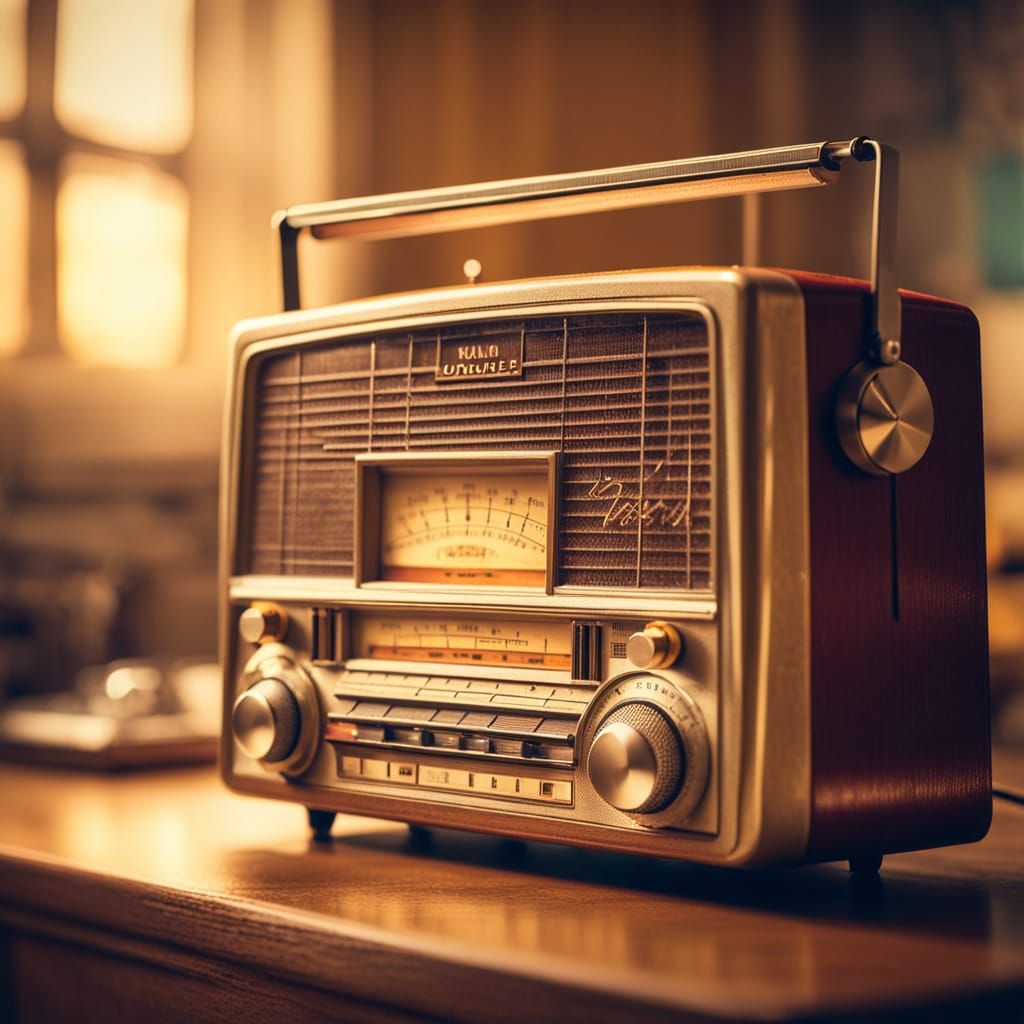 Vintage Radio with Warm Glow and Golden Hour Lighting