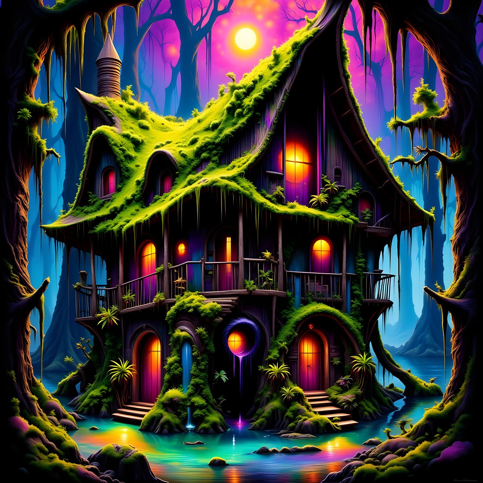 Moss Covered Wizard Lair in Twisted Swamp Jungle