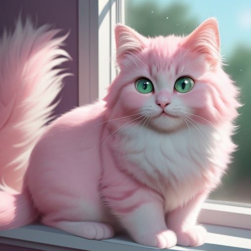Adorable Pink Kitty in Disney Pixar Style