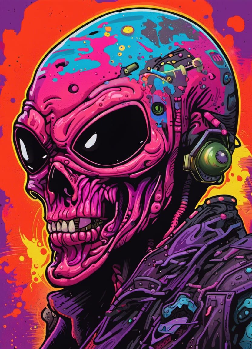 Alien Outlaw Assassin in Graffiti Art Style