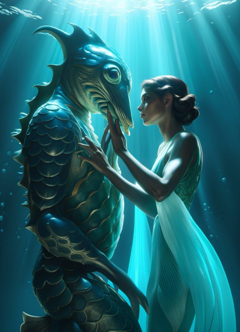 Ethereal Sea Creature in Art Nouveau Style