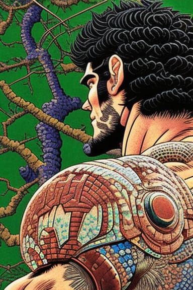 Hybrid Character Portrait in Detailed Kinetic Style