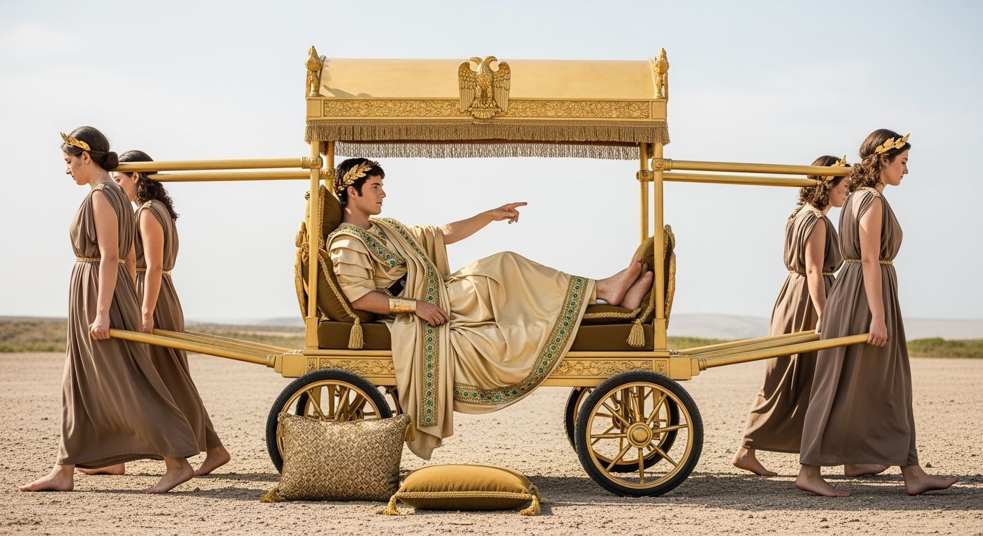 Roman Emperor on Litter with Eagle Canopy