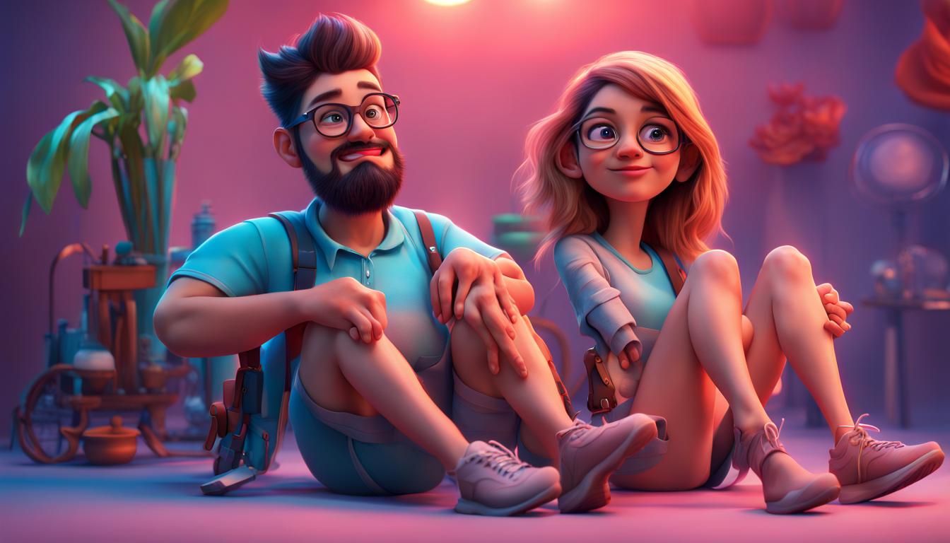 Injured Leg Illustration in Pixar Disney Style