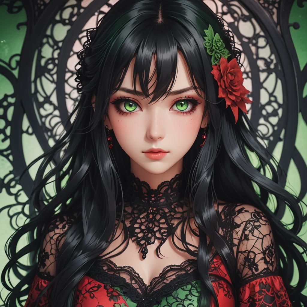 Moe Anime Girl Portrait in Gothic Style