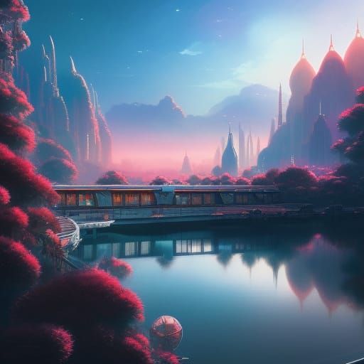 Space Station City in Film Noir Style