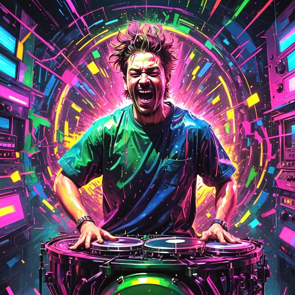 Hyperactive Musician Portrait with Dynamic Lighting